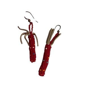 Native American Hand Woven Southwestern Corn Cobb Beaded Earrings